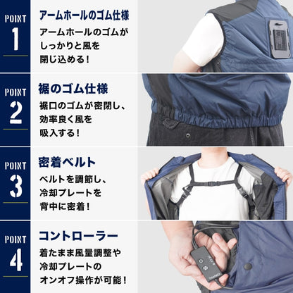 サンコー圧倒的に冷える「冷蔵服3」【TKCV24】【送料無料】暑さ対策屋外ペルチェベスト作業着工場現場夏用作業ベスト外仕事ネイビーシルバーグレー3L5Lフリーサイズ