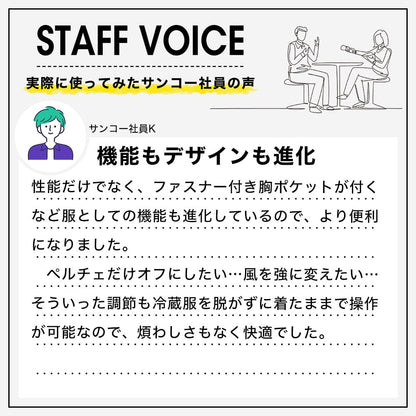 サンコー圧倒的に冷える「冷蔵服3」【TKCV24】【送料無料】暑さ対策屋外ペルチェベスト作業着工場現場夏用作業ベスト外仕事ネイビーシルバーグレー3L5Lフリーサイズ