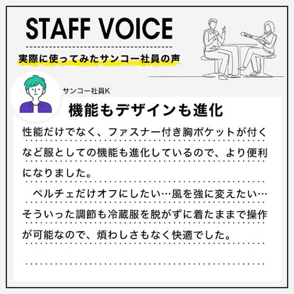 サンコー圧倒的に冷える「冷蔵服3」【バッテリーセットモデル】【TKCV24】【送料無料】暑さ対策屋外ペルチェベスト作業着工場現場夏用作業ベスト外仕事ネイビーシルバーグレー3L5Lフリーサイズ